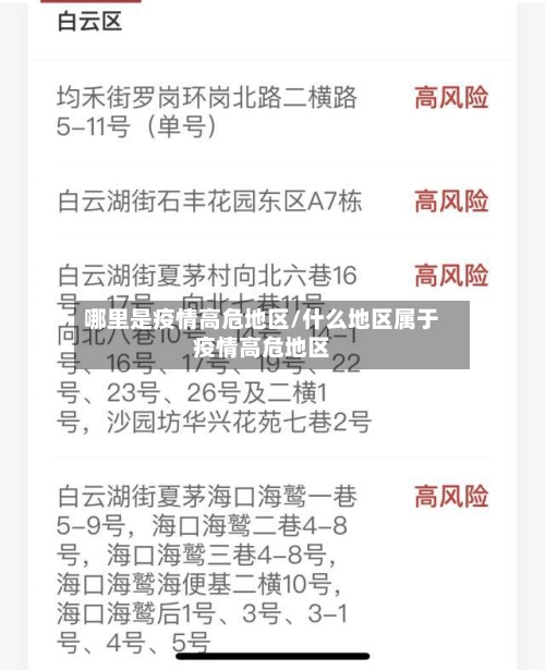 哪里是疫情高危地区/什么地区属于疫情高危地区