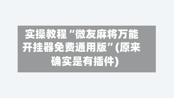 实操教程“微友麻将万能开挂器免费通用版”(原来确实是有插件)-第2张图片