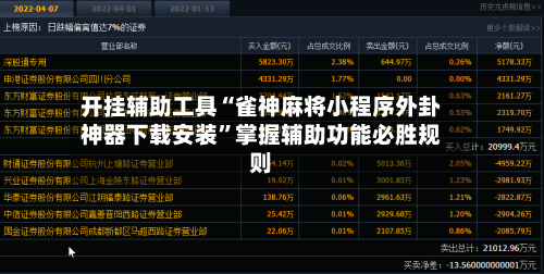 开挂辅助工具“雀神麻将小程序外卦神器下载安装”掌握辅助功能必胜规则