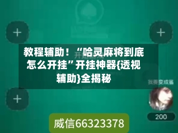 教程辅助！“哈灵麻将到底怎么开挂	”开挂神器{透视辅助}全揭秘-第2张图片