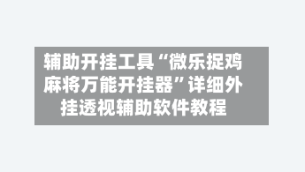 辅助开挂工具“微乐捉鸡麻将万能开挂器	”详细外挂透视辅助软件教程-第2张图片