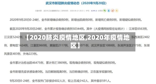 【2020肺炎疫情地区,2020年疫情地区】