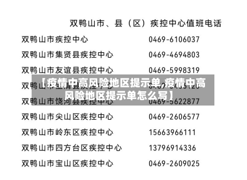 【疫情中高风险地区提示单,疫情中高风险地区提示单怎么写】