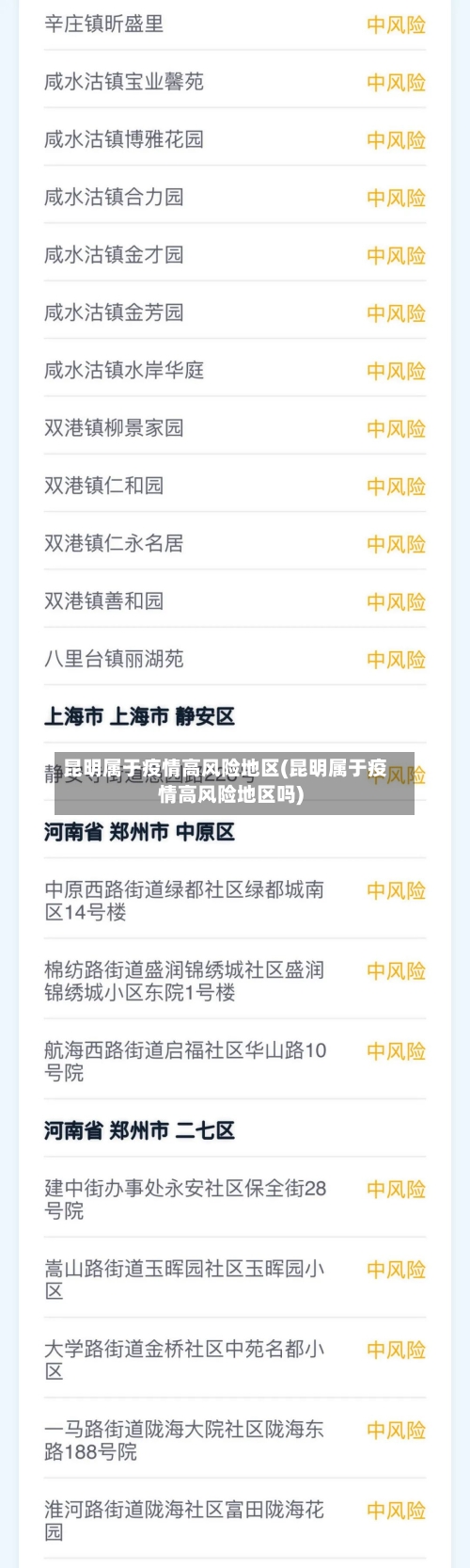 昆明属于疫情高风险地区(昆明属于疫情高风险地区吗)