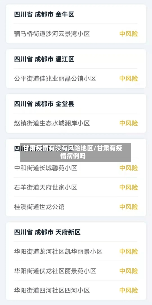 甘肃疫情有没有风险地区/甘肃有疫情病例吗