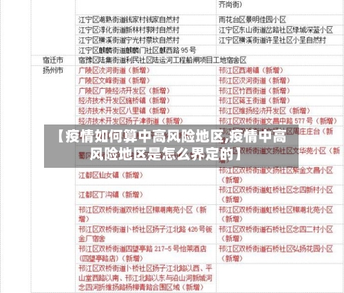 【疫情如何算中高风险地区,疫情中高风险地区是怎么界定的】