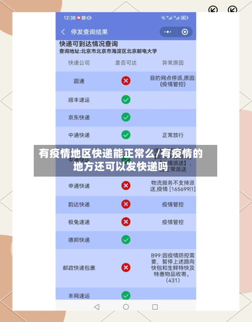 有疫情地区快递能正常么/有疫情的地方还可以发快递吗
